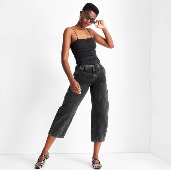 Future Collective Denim - NWT Future Collective Mid-Rise Barrel Leg Jeans - Black Wash size 4